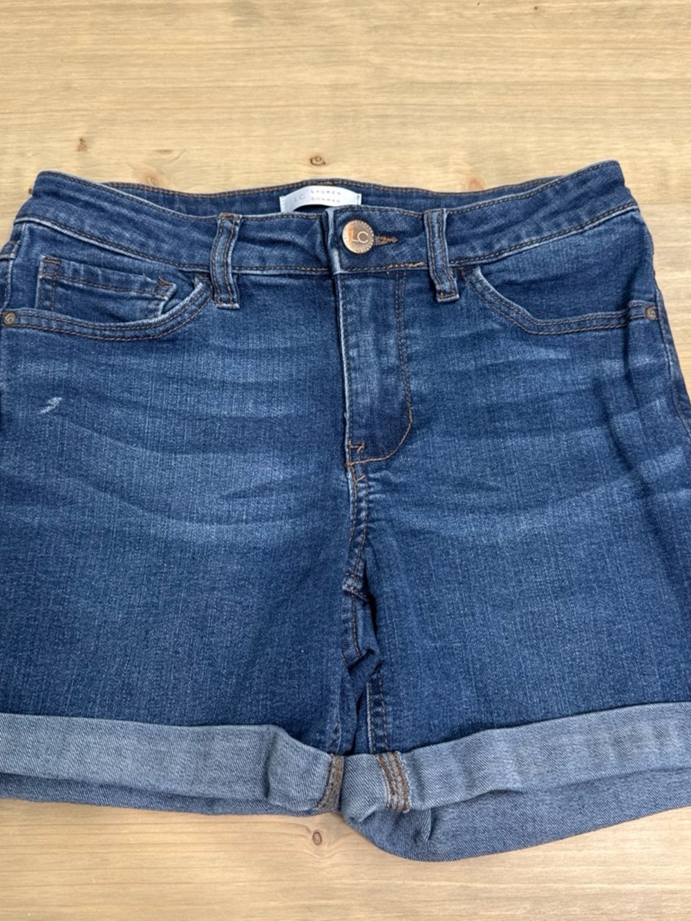 LC Lauren Conrad Light Blue Denim Shorts with Rolled Hem